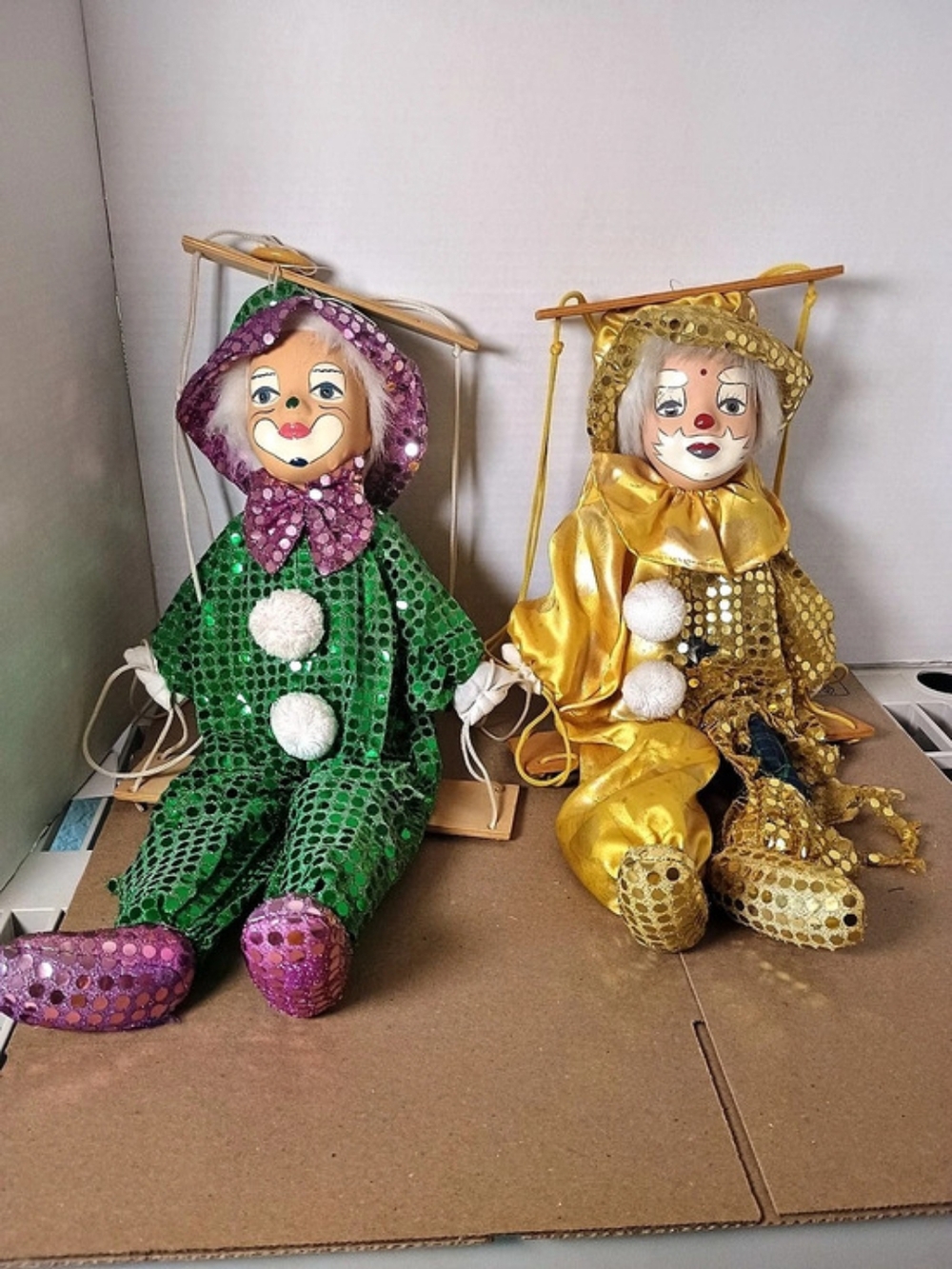 Sequin Clown Holiday Decor Green & Gold